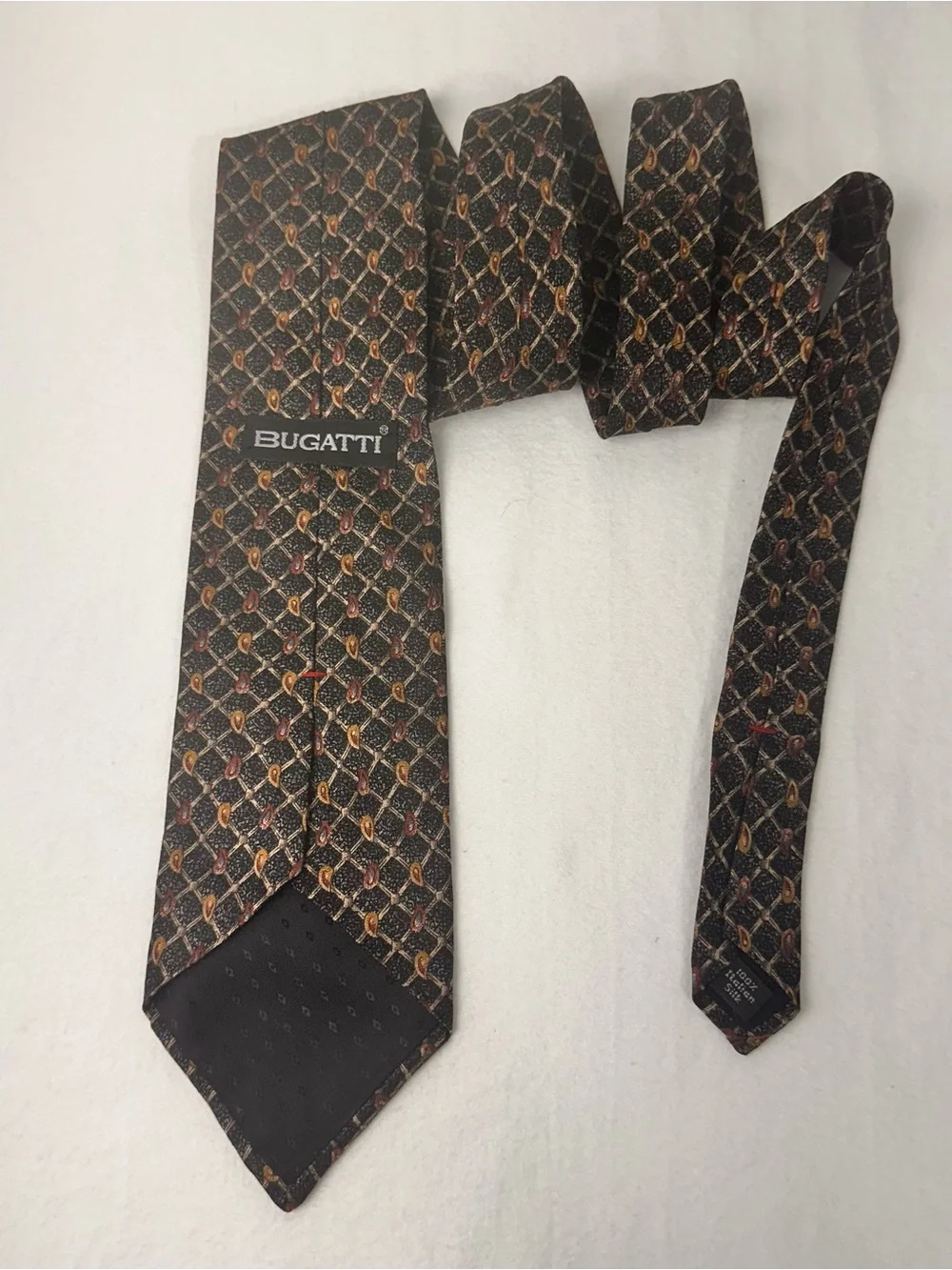 Bugatti Mens Tie Grey & Mauve Paisley Necktie Silk Office Party Wedding